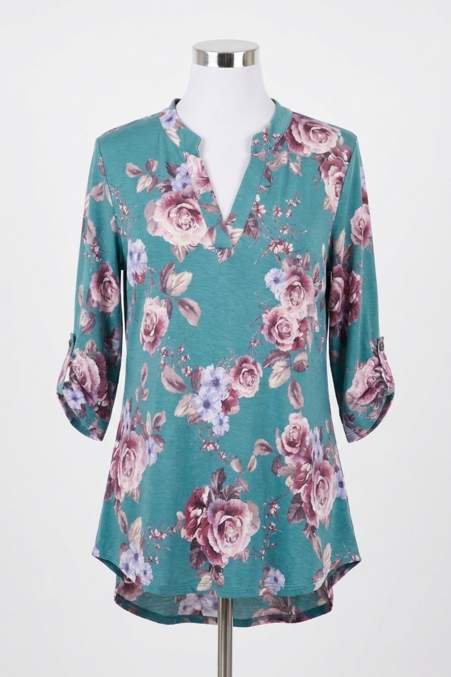 NEW HONEYME floral gabby top in blue